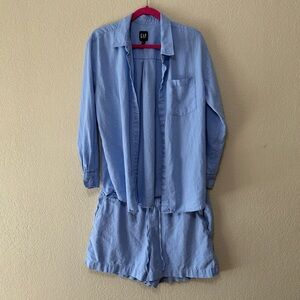GAP Denim Blue Shirt and Shorts Combo